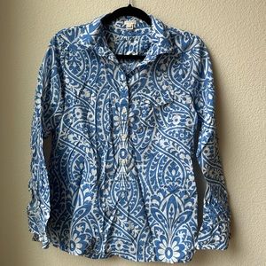 J Crew Floral Blue LS Button Down - Size S